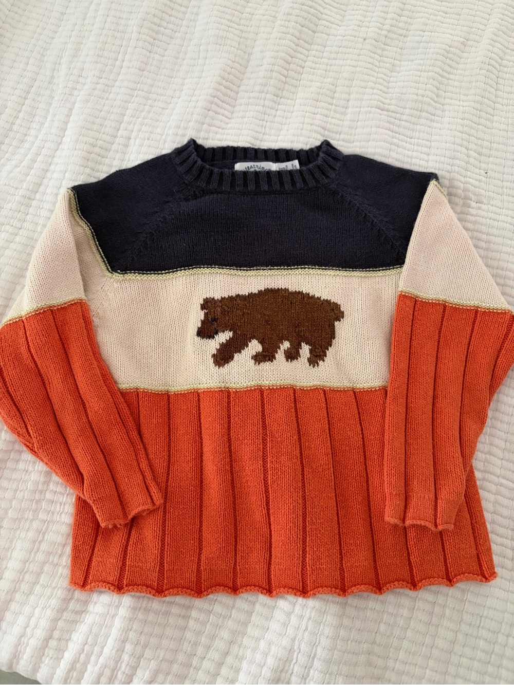 🐻 Kitestrings Kids Size 7 Bear Sweater | Vintage Colorblock Knit Pullover